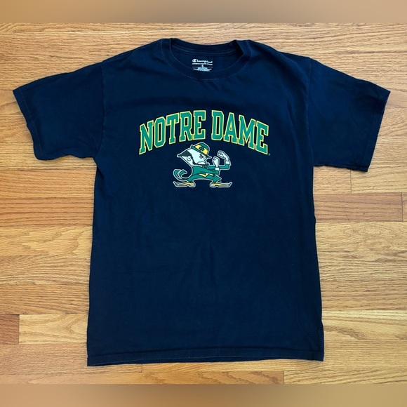 Champion Tops - Champion Notre Dame Tshirt Women’s Small Blue Logo Shirt Collegiate NCAA Top